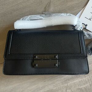 Nicole Miller Black Leather Crossbody Bag
